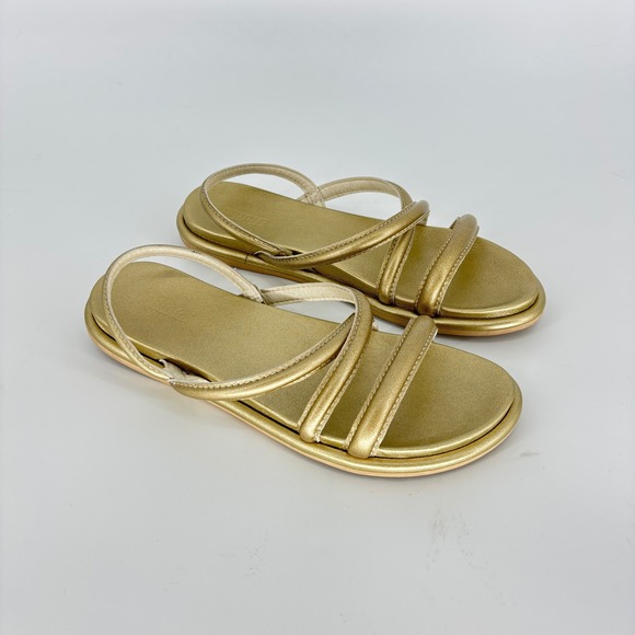 OluKai Shoes - OluKai Tiare Strappy Sandals Bubbly Gold Women Size 8 Leather Flat Slingback